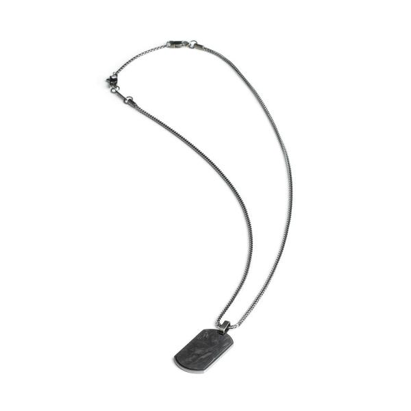 2 mm dunkel plattierte Fuchsschwanz-Halskette mit Anhänger aus geschmiedetem Karbon - Bellum Black